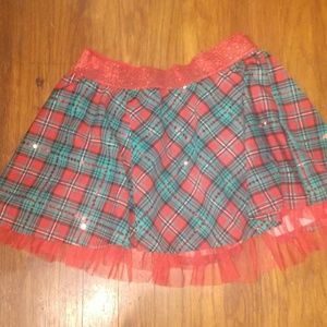 Justice Christmas plaid skirt
